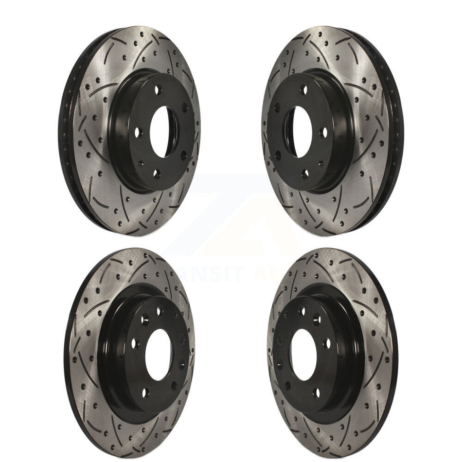 Front Rear Coated Drilled Slotted Disc Brake Rotors Kit For 2016-2018 Mazda CX-3 FWD KD-100354