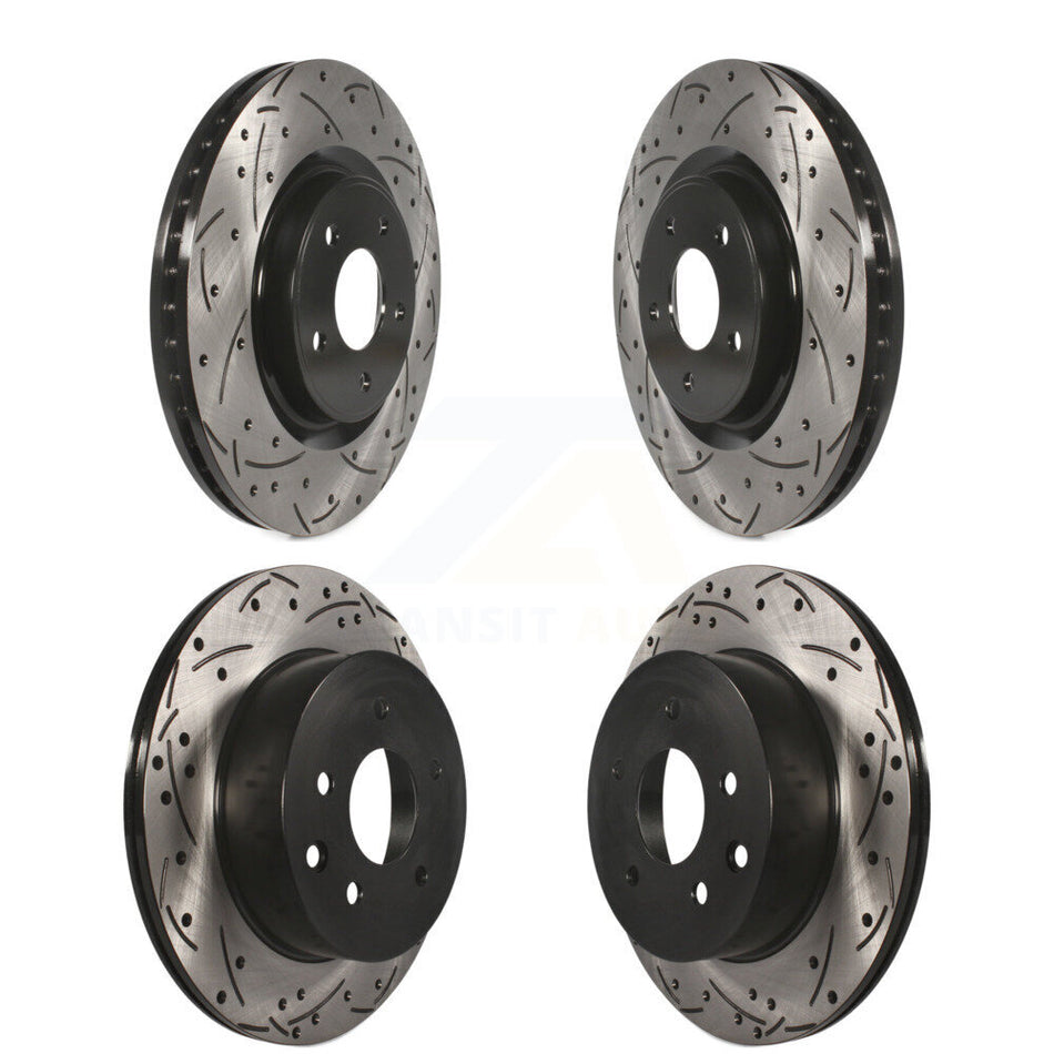 Front Rear Coated Drilled Slotted Disc Brake Rotors Kit For Nissan Rogue KD-100356