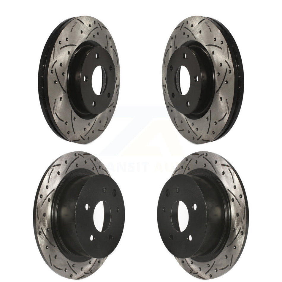 Front Rear Coated Drilled Slotted Disc Brake Rotors Kit For Nissan Altima KD-100357