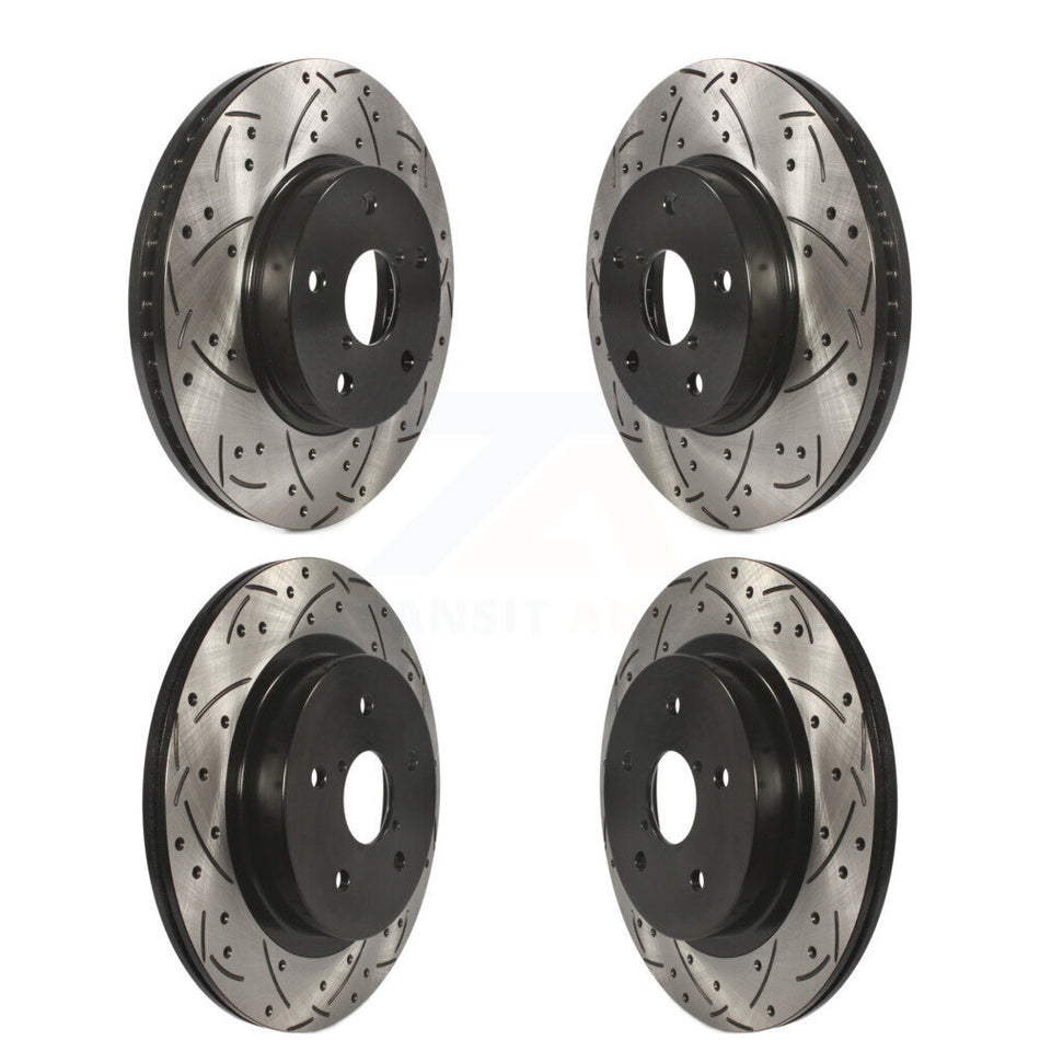 Front Rear Coated Drilled Slotted Disc Brake Rotors Kit For 2015-2019 Subaru Legacy 2.5L KD-100358