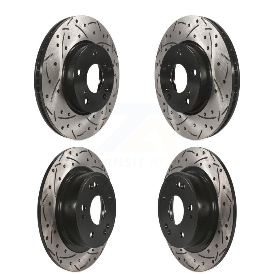 Front Rear Coated Drilled Slotted Disc Brake Rotors Kit For 2017 Honda Accord LX-S KD-100359