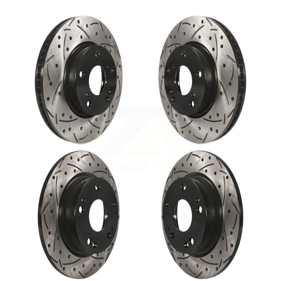 Front Rear Coated Drilled Slotted Disc Brake Rotors Kit For Honda Civic Insight KD-100360