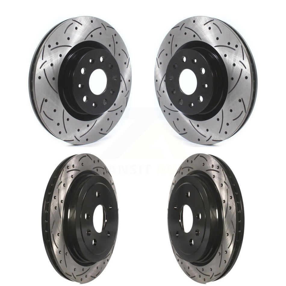 Front Rear Coated Drilled Slotted Disc Brake Rotors Kit For Cadillac CTS KD-100366