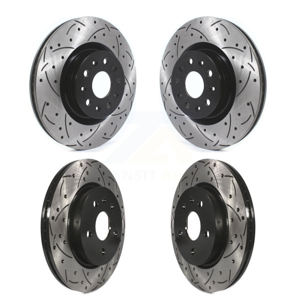 Front Rear Coated Drilled Slotted Disc Brake Rotors Kit For Cadillac CT6 Chevrolet CT5 Camaro KD-100367
