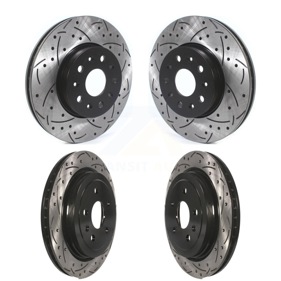 Front Rear Coated Drilled Slotted Disc Brake Rotors Kit For Cadillac CTS KD-100368