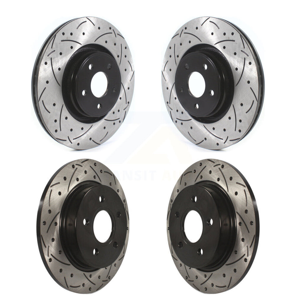 Front Rear Coated Drilled Slotted Disc Brake Rotors Kit For Ford Focus ST KD-100371