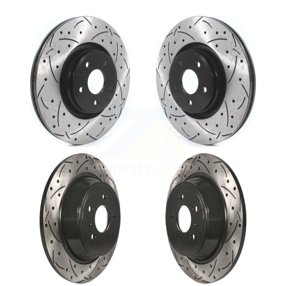 Front Rear Coated Drilled Slotted Disc Brake Rotors Kit For Lincoln MKC KD-100372