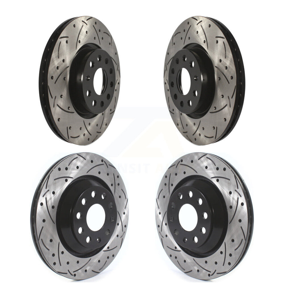 Front Rear Coated Drilled Slotted Disc Brake Rotors Kit For Volkswagen CC Passat KD-100374