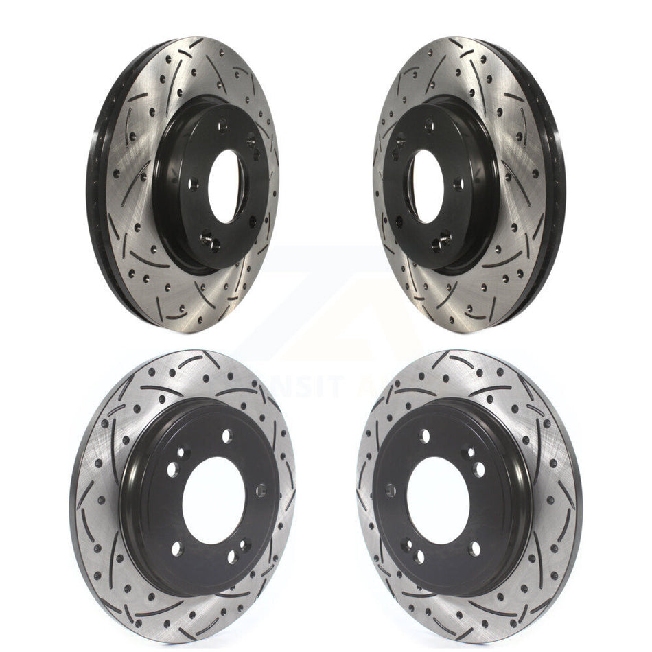 Front Rear Coated Drilled Slotted Disc Brake Rotors Kit For 2019-2021 Hyundai Veloster Naturally Aspirated KD-100377