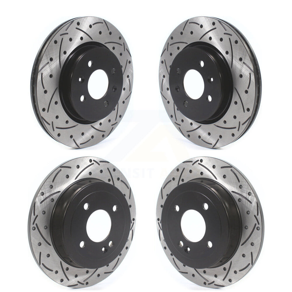 Front Rear Coated Drilled Slotted Disc Brake Rotors Kit For Kia Rio Hyundai Accent KD-100378