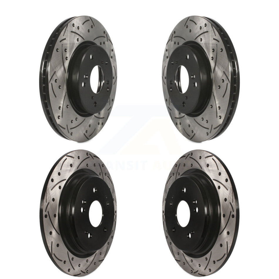 Front Rear Coated Drilled Slotted Disc Brake Rotors Kit For 2020 Honda CR-V 2.0L KD-100379