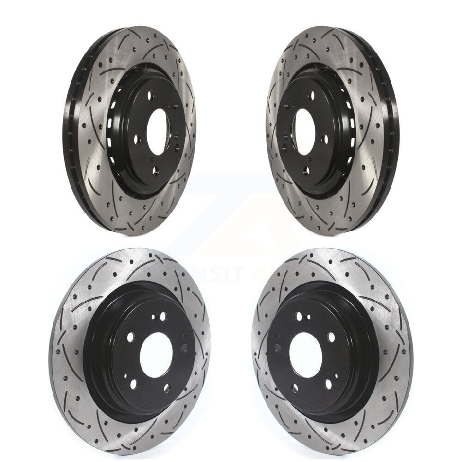 Front Rear Coated Drilled Slotted Disc Brake Rotors Kit For Acura MDX KD-100380