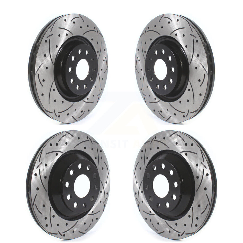 Front Rear Coated Drilled Slotted Disc Brake Rotors Kit For Volkswagen GTI Audi Golf R S3 Q3 Arteon A3 Quattro KD-100381