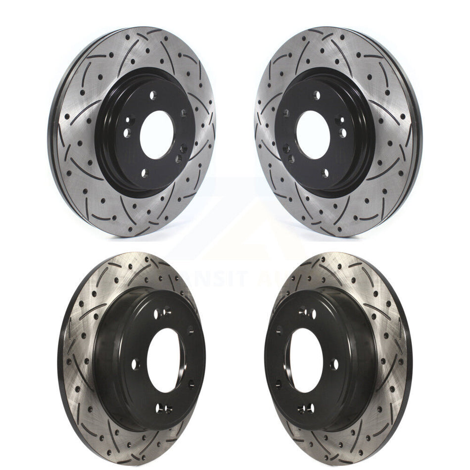 Front Rear Coated Drilled Slotted Disc Brake Rotors Kit For Kia Soul Forte KD-100384