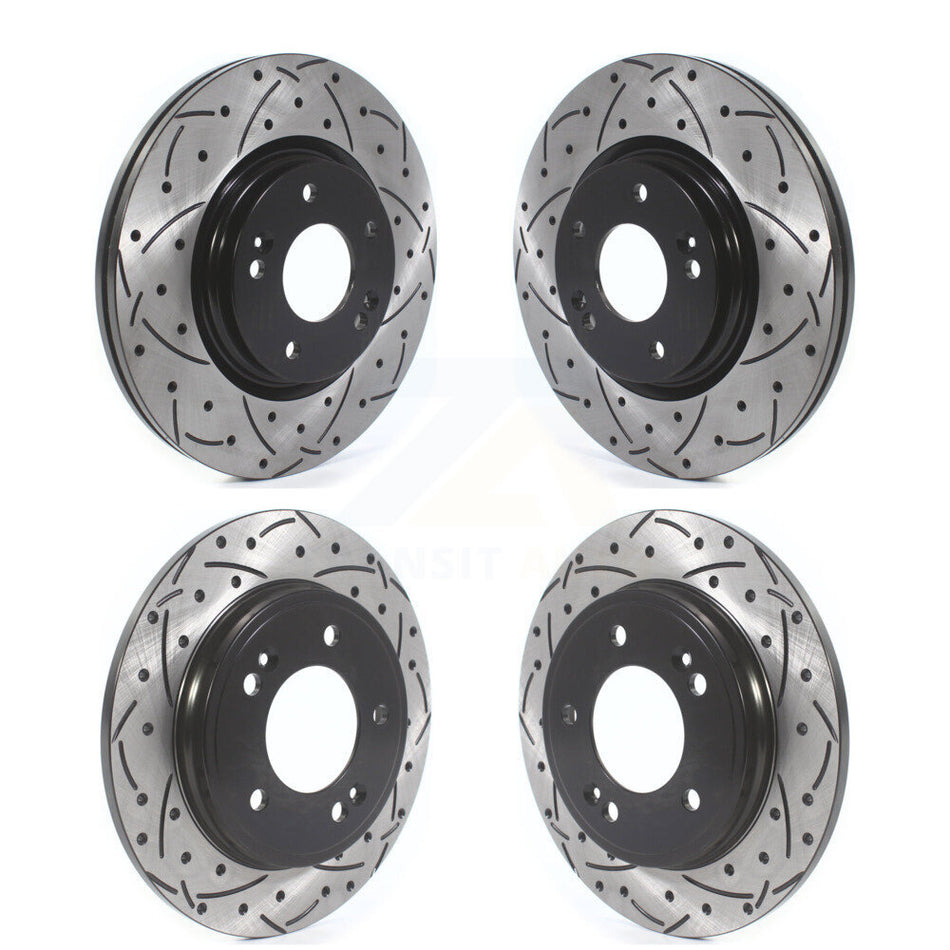 Front Rear Coated Drilled Slotted Disc Brake Rotors Kit For Hyundai Elantra Kia Forte Veloster KD-100385