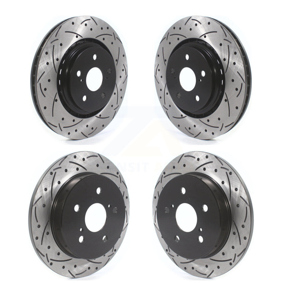 Front Rear Coated Drilled Slotted Disc Brake Rotors Kit For Toyota Camry Avalon TRD KD-100386