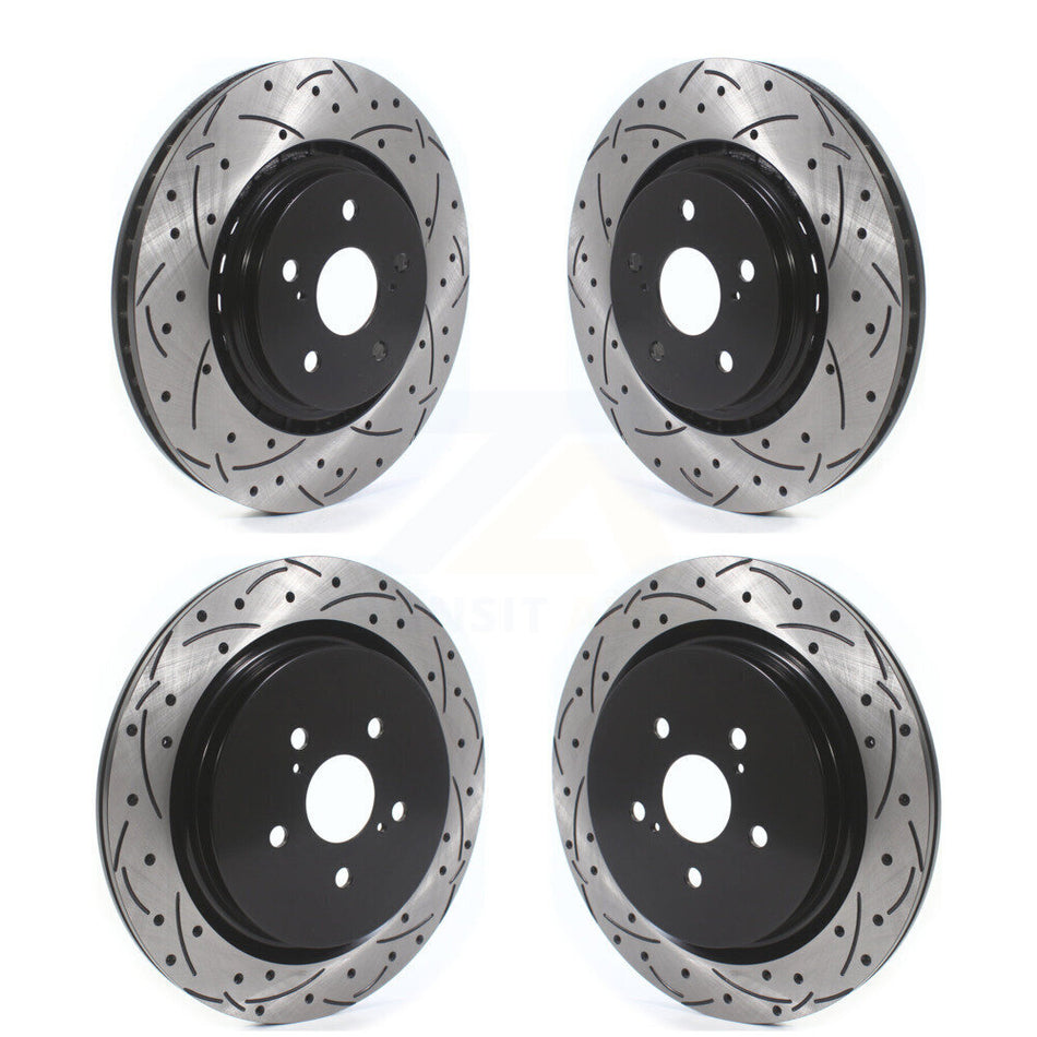 Front Rear Coated Drilled Slotted Disc Brake Rotors Kit For Lexus RX350 RX450h RX350L RX450hL KD-100387
