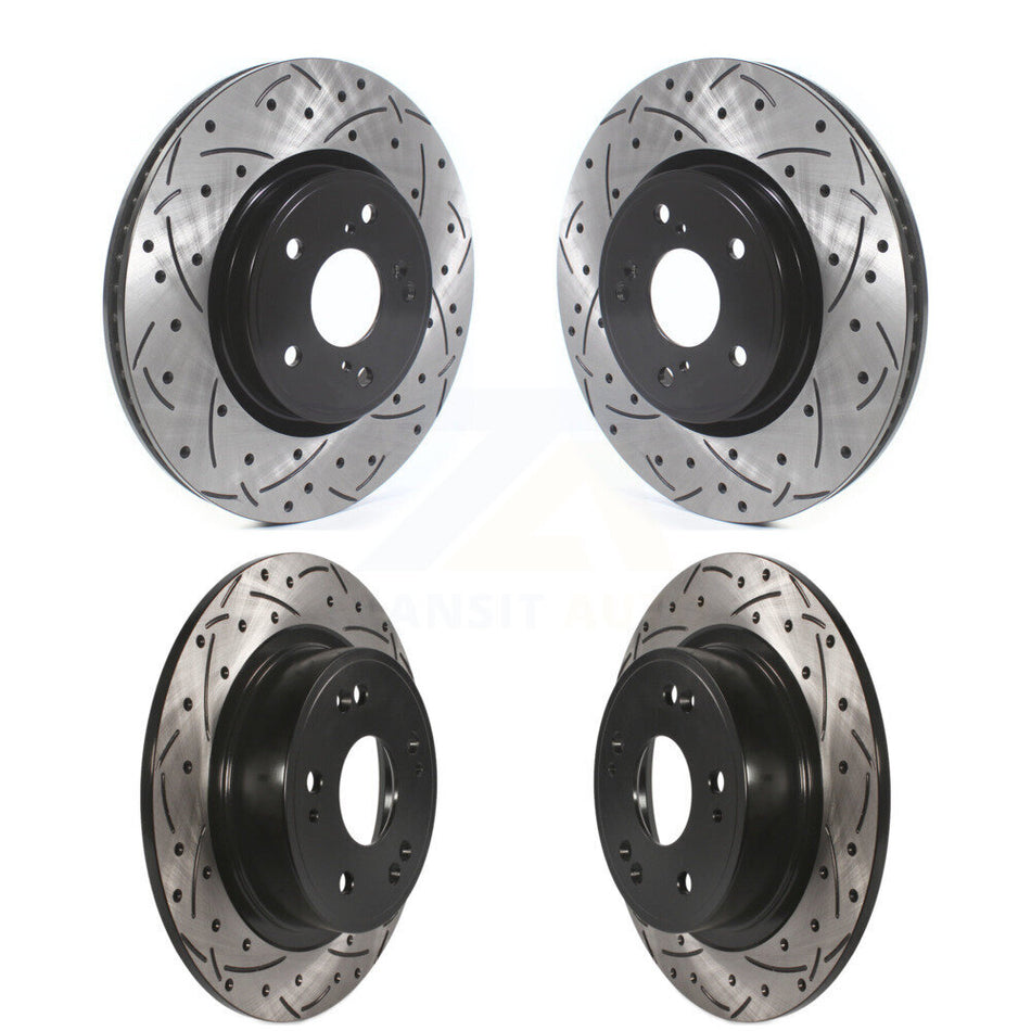 Front Rear Coated Drilled Slotted Disc Brake Rotors Kit For Honda Accord KD-100391