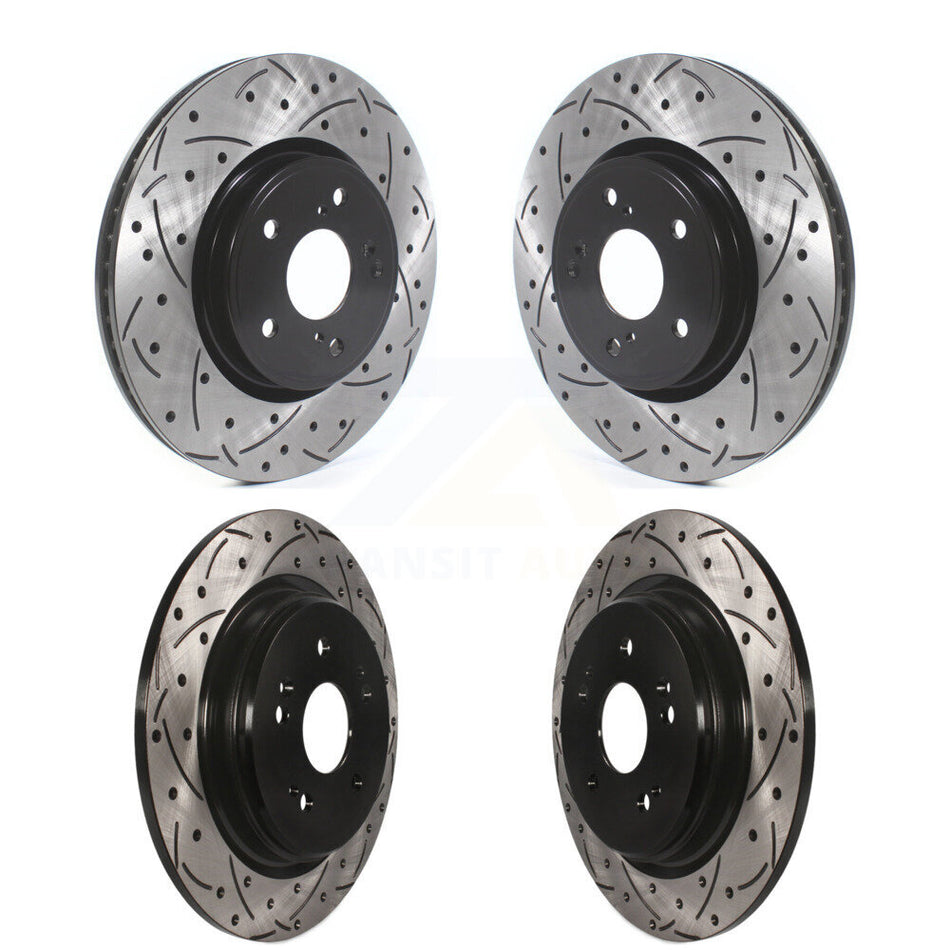 Front Rear Coated Drilled Slotted Disc Brake Rotors Kit For Honda CR-V KD-100392