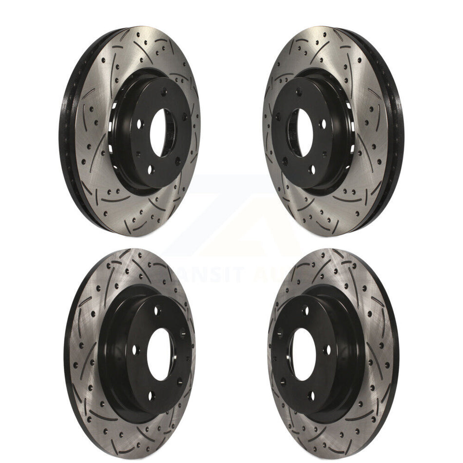 Front Rear Coated Drilled Slotted Disc Brake Rotors Kit For 2019-2021 Mazda 6 Naturally Aspirated KD-100393