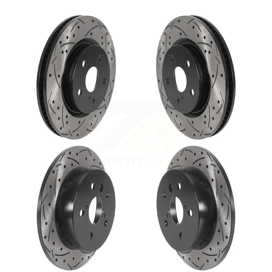 Front Rear Coated Drilled Slotted Disc Brake Rotors Kit For Toyota Camry KD-100395