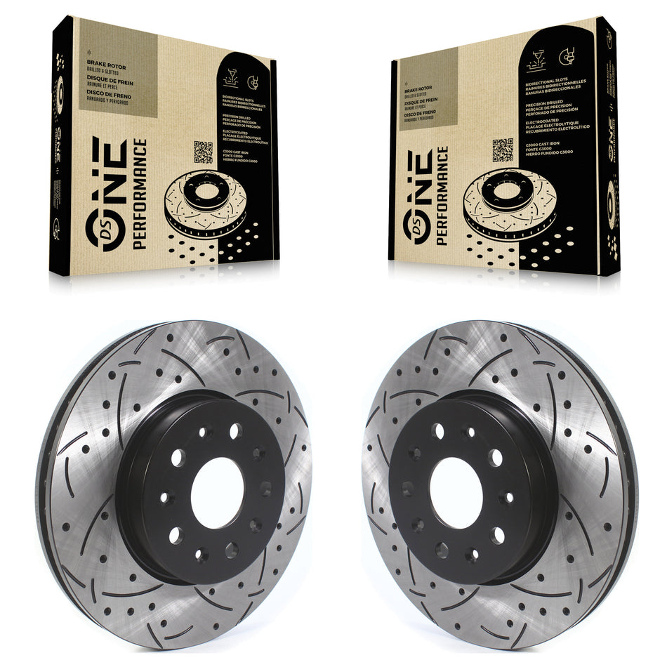 Front Coated Drilled Slotted Disc Brake Rotors Pair For Chevrolet Camaro Cadillac CTS CT6 CT5 KD-100400