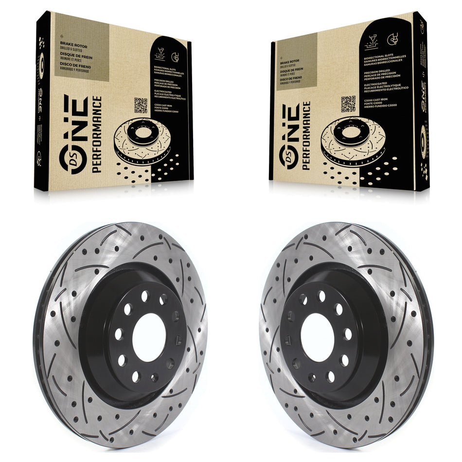 Rear Coated Drilled Slotted Disc Brake Rotors Pair For Volkswagen Atlas CC Passat GTI Audi Golf R S3 Q3 A3 TTS Quattro Arteon R32 RS3 TT RS Cross Sport KD-100413