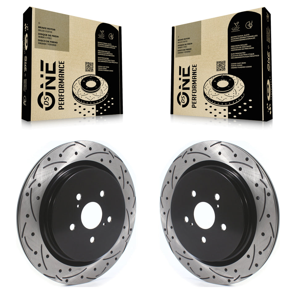 Rear Coated Drilled Slotted Disc Brake Rotors Pair For Lexus RX350 RX450h RX350L RX450hL KD-100416