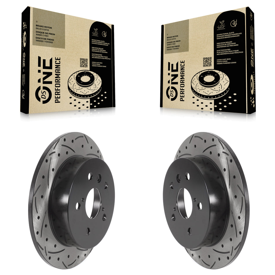 Rear Coated Drilled Slotted Disc Brake Rotors Pair For Toyota Camry KD-100419