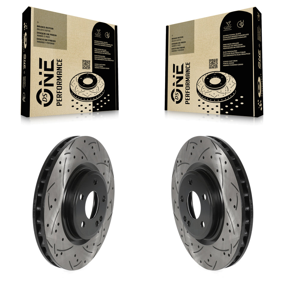Front Coated Drilled Slotted Disc Brake Rotors Pair For Mercedes-Benz CLA250 GLA250 Infiniti QX30 INFINITI KD-100422