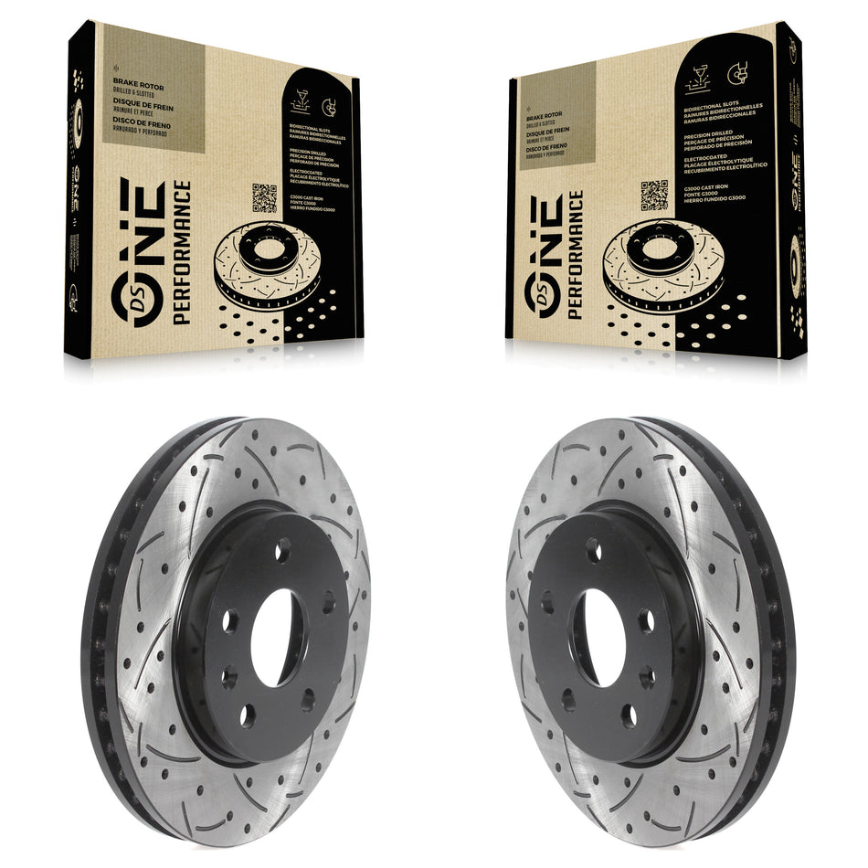 Front Coated Drilled Slotted Disc Brake Rotors Pair For Chevrolet Malibu Buick LaCrosse Regal Limited KD-100424