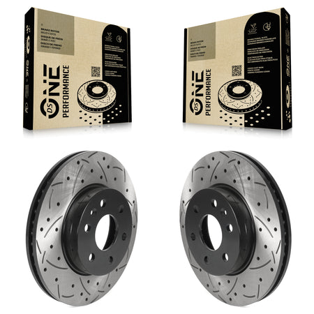 Front Coated Drill Slot Disc Brake Rotors Pair For 2015-2020 Chevrolet Colorado GMC Canyon KD-100427