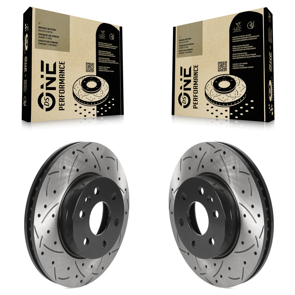 Front Coated Drill Slot Disc Brake Rotors Pair For 2015-2020 Chevrolet Colorado GMC Canyon KD-100427
