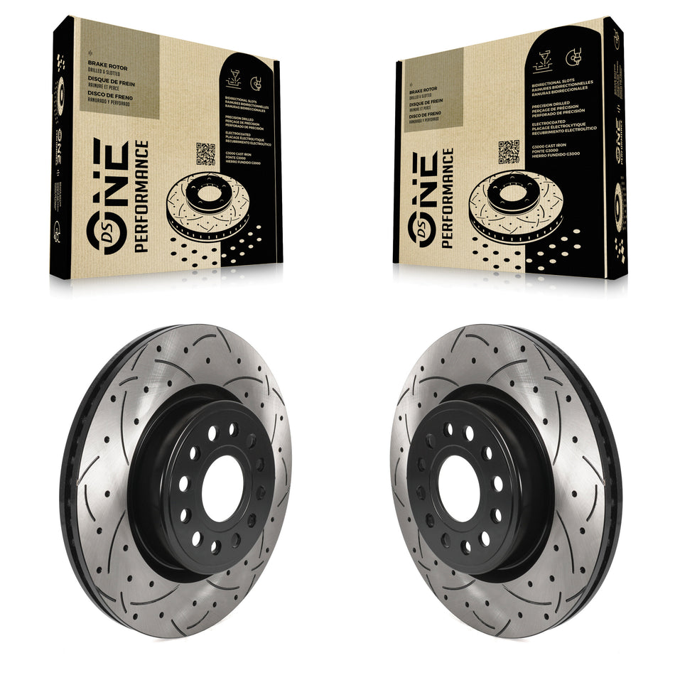 Front Coated Drilled Slotted Disc Brake Rotors Pair For Ram 1500 KD-100432