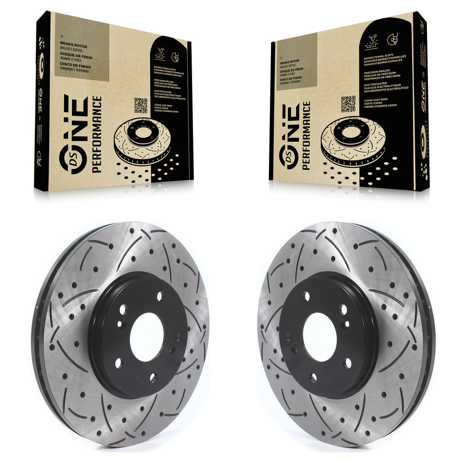 Front Coated Drilled Slotted Disc Brake Rotors Pair For Honda Accord Acura Pilot Odyssey TL TSX MDX CL KD-100433