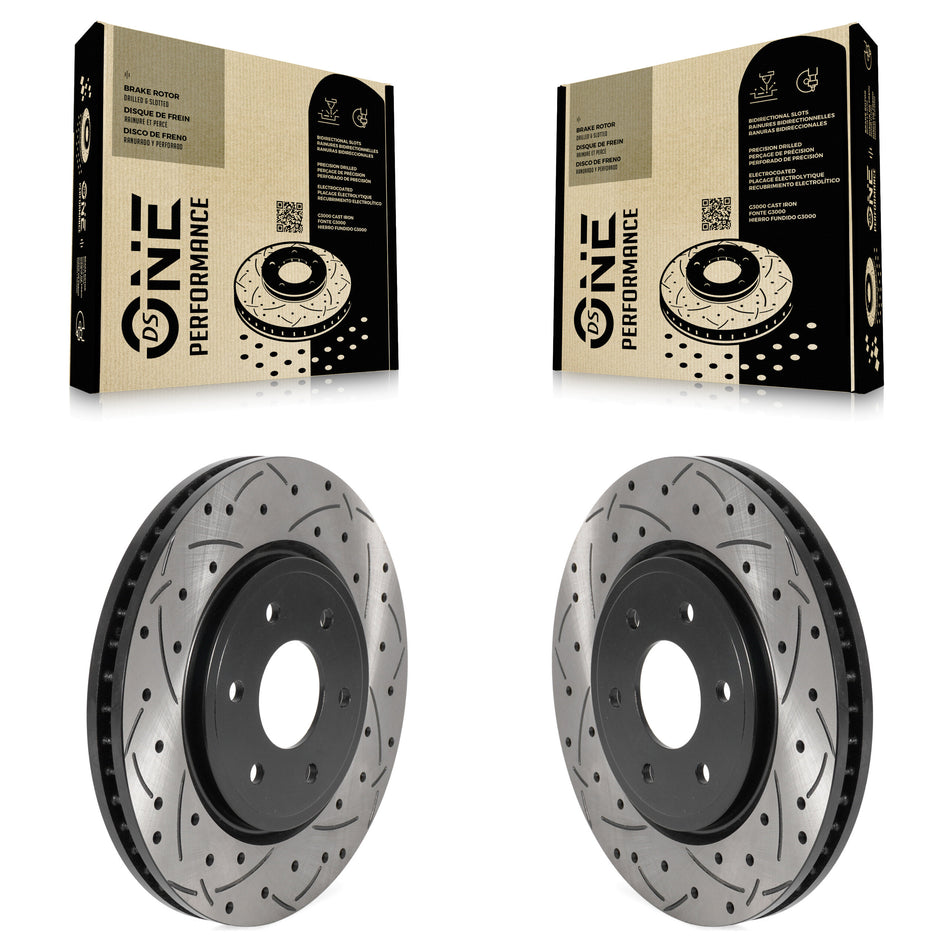 Front Coated Drilled Slotted Disc Brake Rotors Pair For Nissan Frontier Pathfinder Xterra Suzuki Equator KD-100437