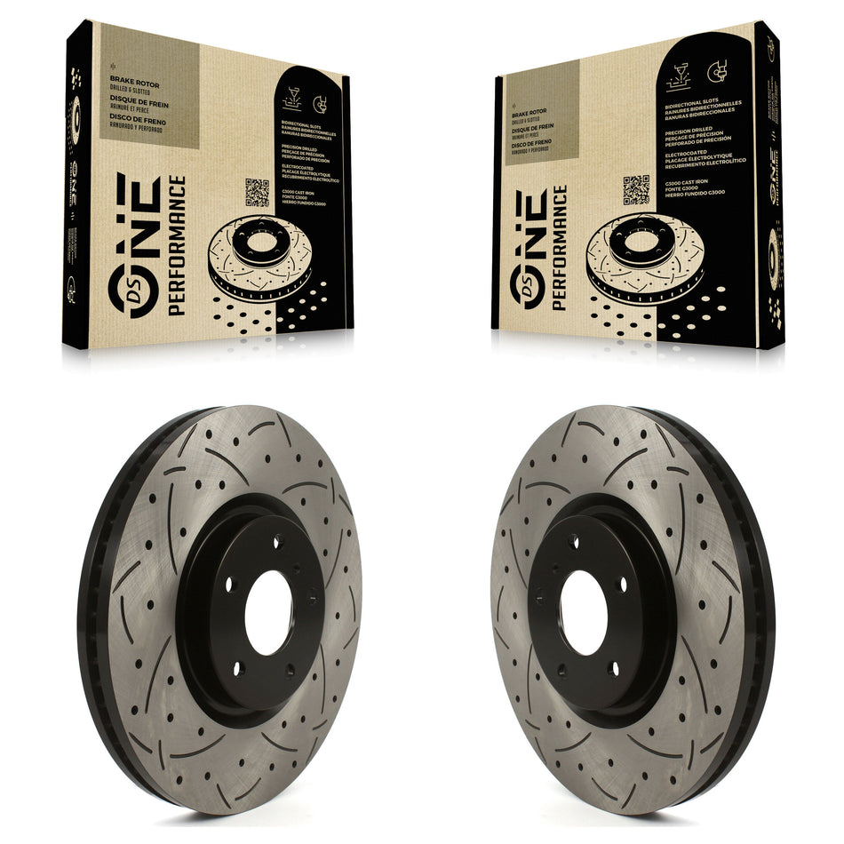 Front Coated Drilled Slotted Disc Brake Rotors Pair For Infiniti G37 G35 Q60 INFINITI KD-100440