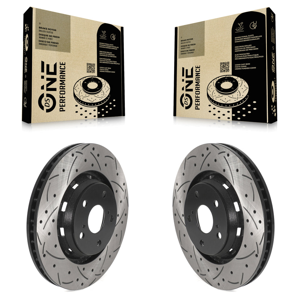 Front Coated Drilled Slotted Disc Brake Rotors Pair For 2009-2016 Toyota Venza KD-100444
