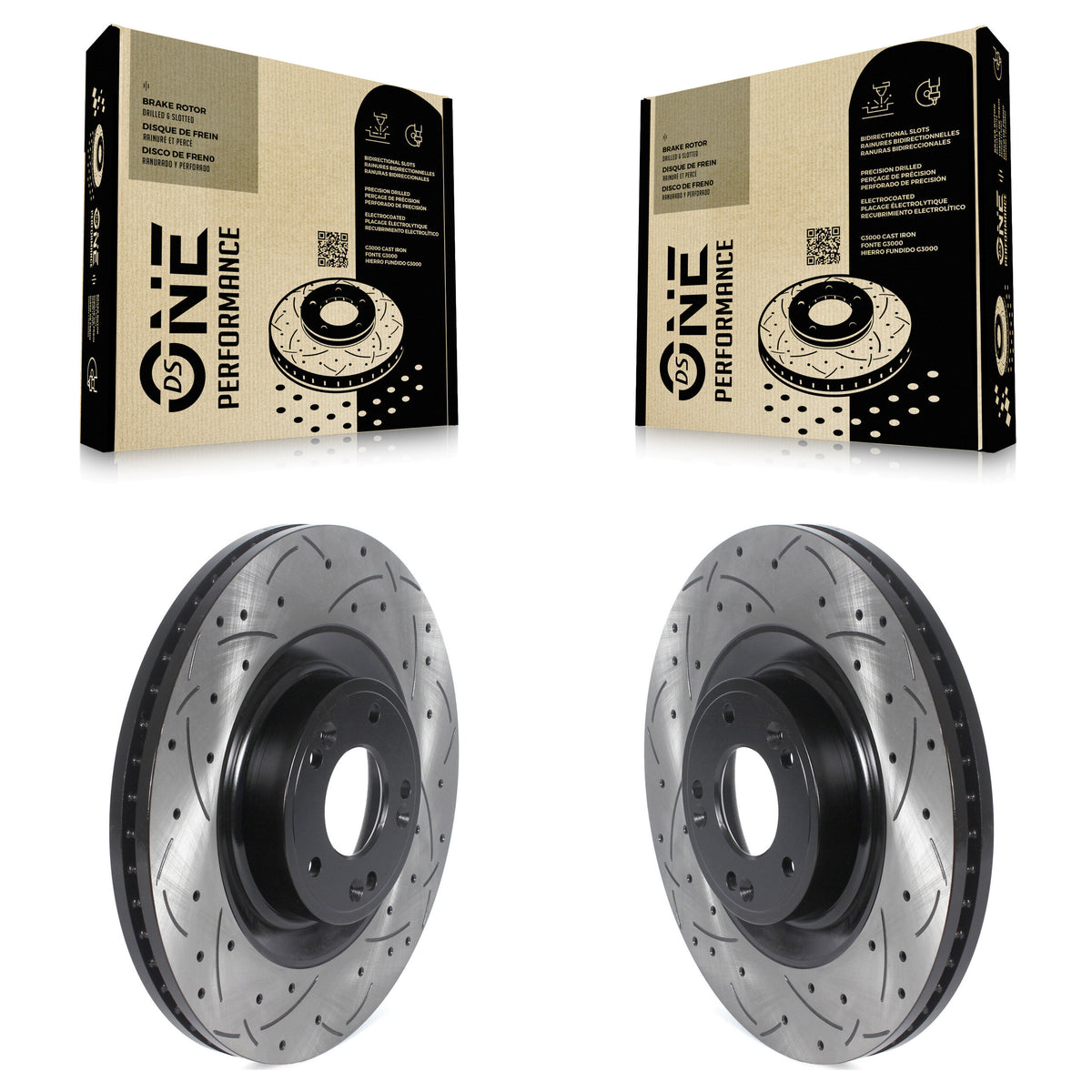 Front Coated Drilled Slotted Disc Brake Rotors Pair For Hyundai Genesis G80 Equus Kia K900 KD-100445
