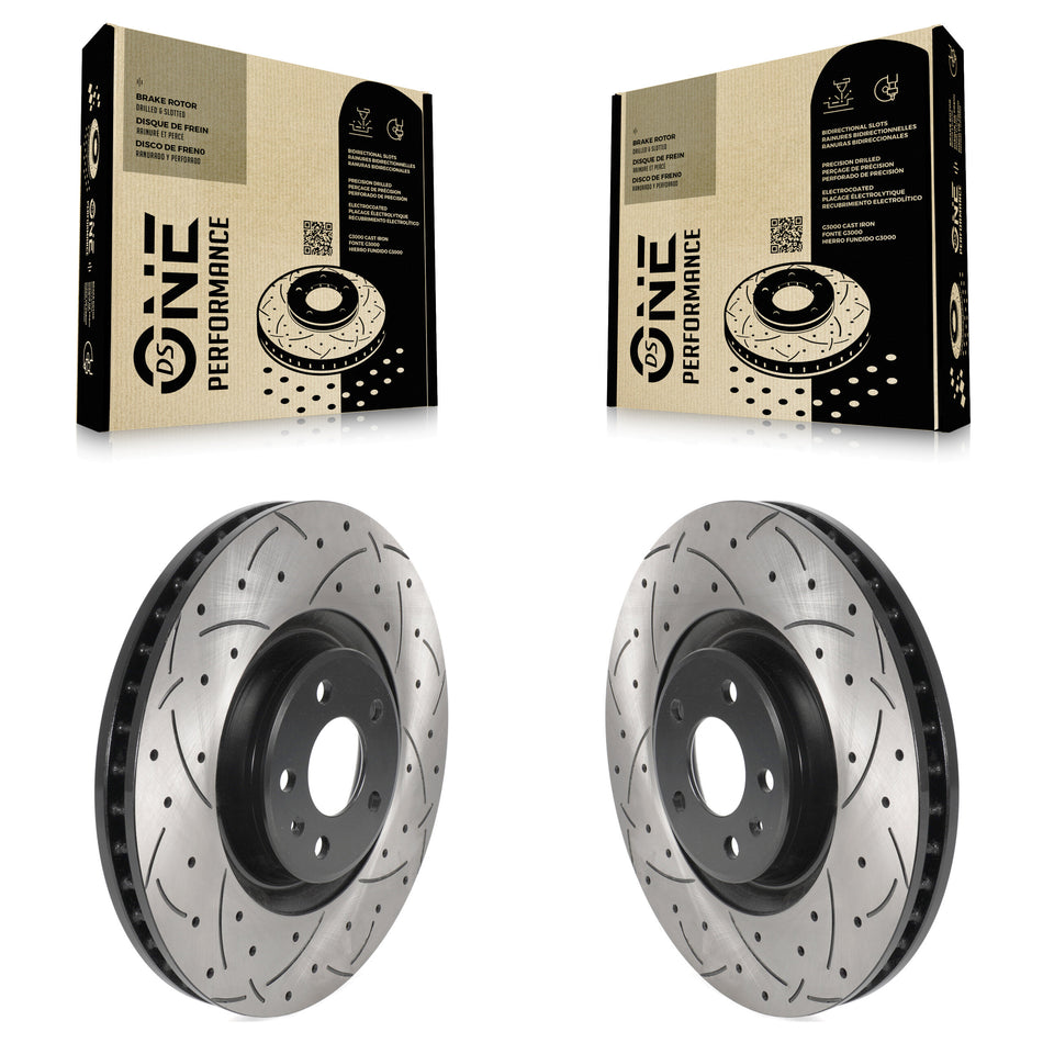 Front Coated Drilled Slotted Disc Brake Rotors Pair For Audi A6 Quattro A7 KD-100447