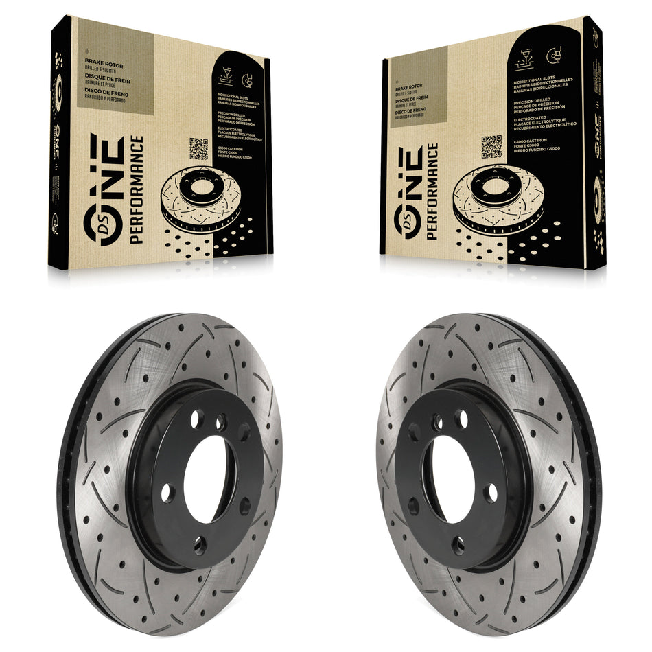 Front Coated Drilled Slotted Disc Brake Rotors Pair For Mini Cooper Countryman Paceman KD-100449
