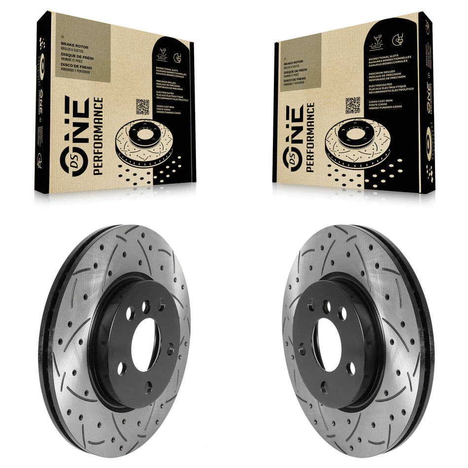 Front Coated Drilled Slotted Disc Brake Rotors Pair For Mini Cooper Clubman KD-100452