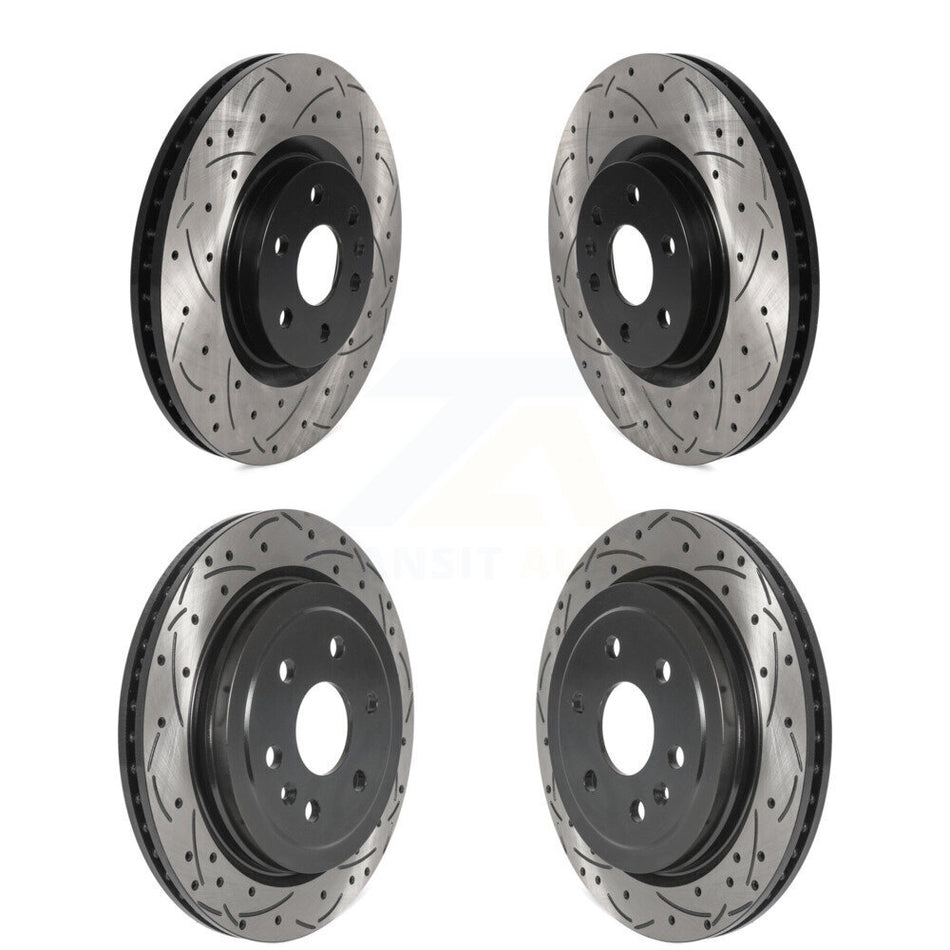 Front Rear Coated Drilled Slotted Disc Brake Rotors Kit For Cadillac SRX Saab 9-4X KD-100455