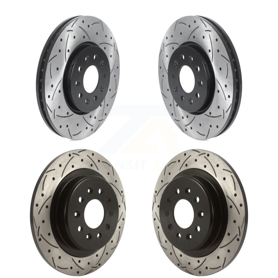 Front Rear Coated Drilled Slotted Disc Brake Rotors Kit For 2016-2018 Buick Envision With 315mm Diameter Rotor KD-100460
