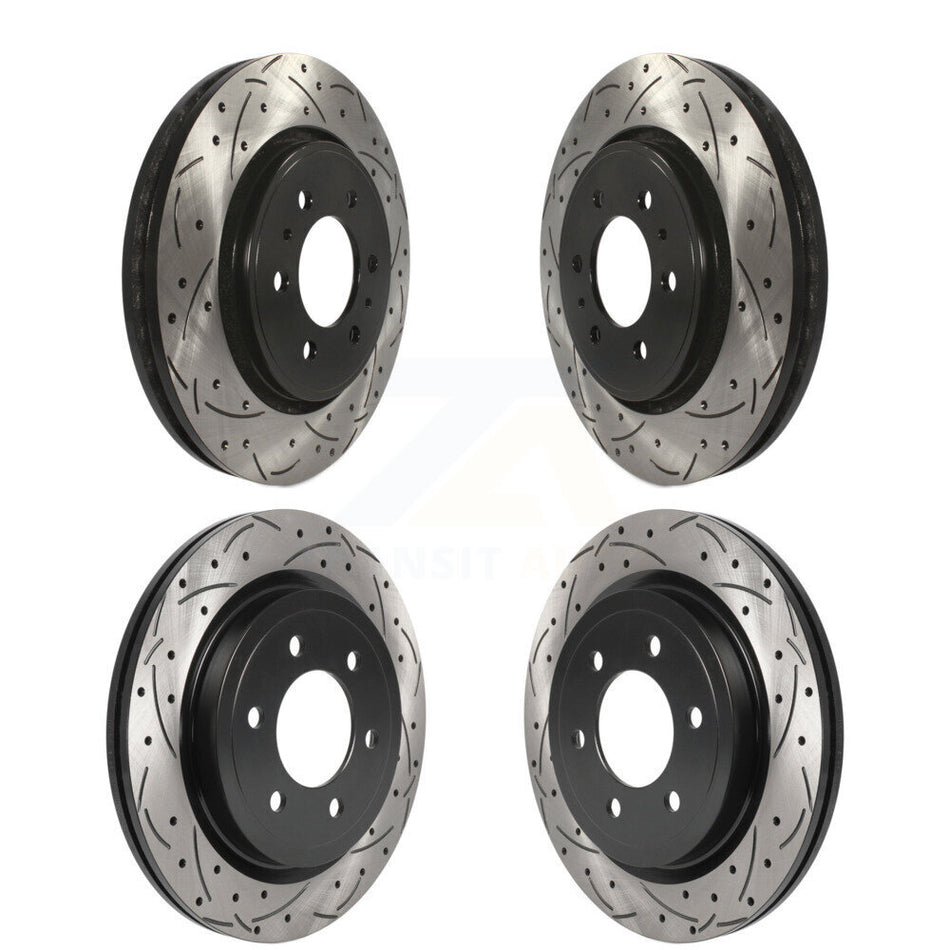 Front Rear Coated Drilled Slotted Disc Brake Rotors Kit For Ford F-150 Expedition Lincoln Navigator KD-100464