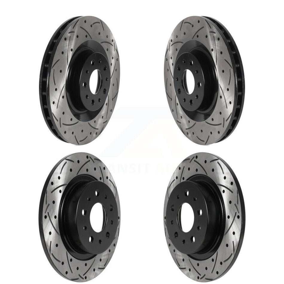 Front Rear Coated Drilled Slotted Disc Brake Rotors Kit For 2014-2020 Fiat 500L KD-100466