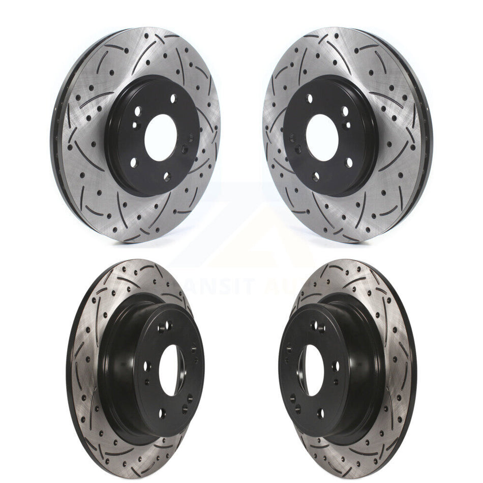 Front Rear Coated Drilled Slotted Disc Brake Rotors Kit For Honda Accord Acura TSX KD-100468