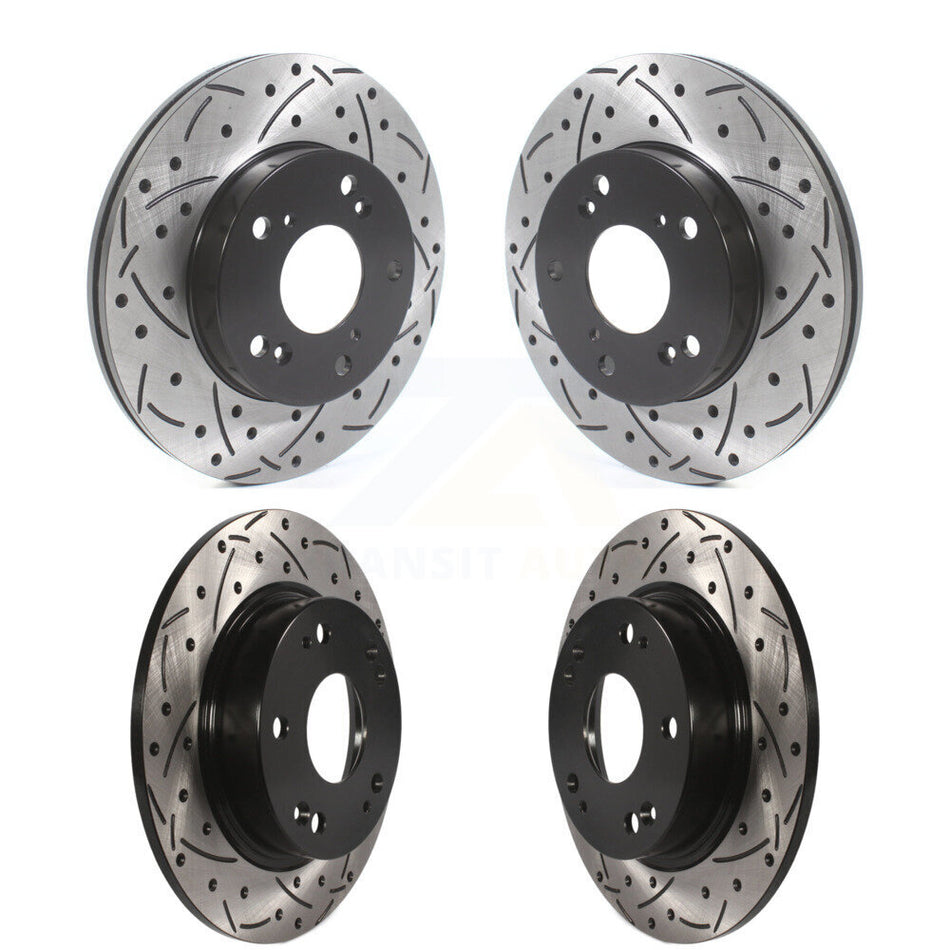 Front Rear Coated Drilled Slotted Disc Brake Rotors Kit For Honda Civic KD-100469
