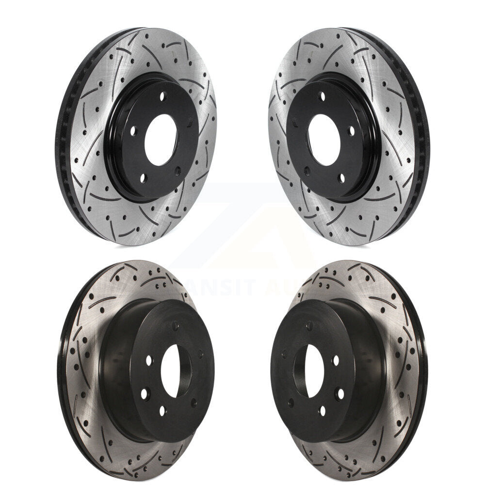 Front Rear Coated Drilled Slotted Disc Brake Rotors Kit For INFINITI Q45 M45 KD-100470