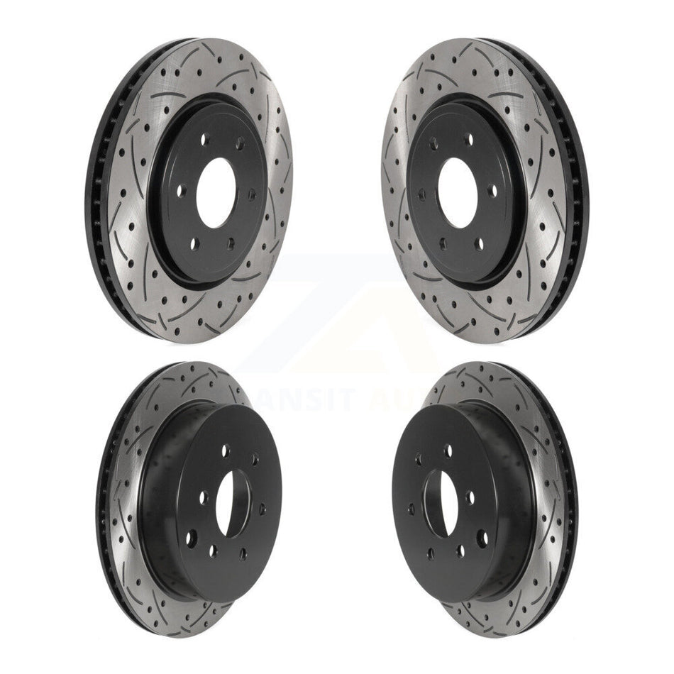 Front Rear Coated Drilled Slotted Disc Brake Rotors Kit For Nissan Frontier Xterra Suzuki Equator KD-100476
